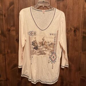 Reba Ivory Western Graphic Top